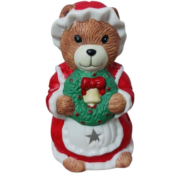 Vintage Christmas Bear Candle Holders Festive Holiday Decor Ceramic Multicolor - Picture 6 of 13